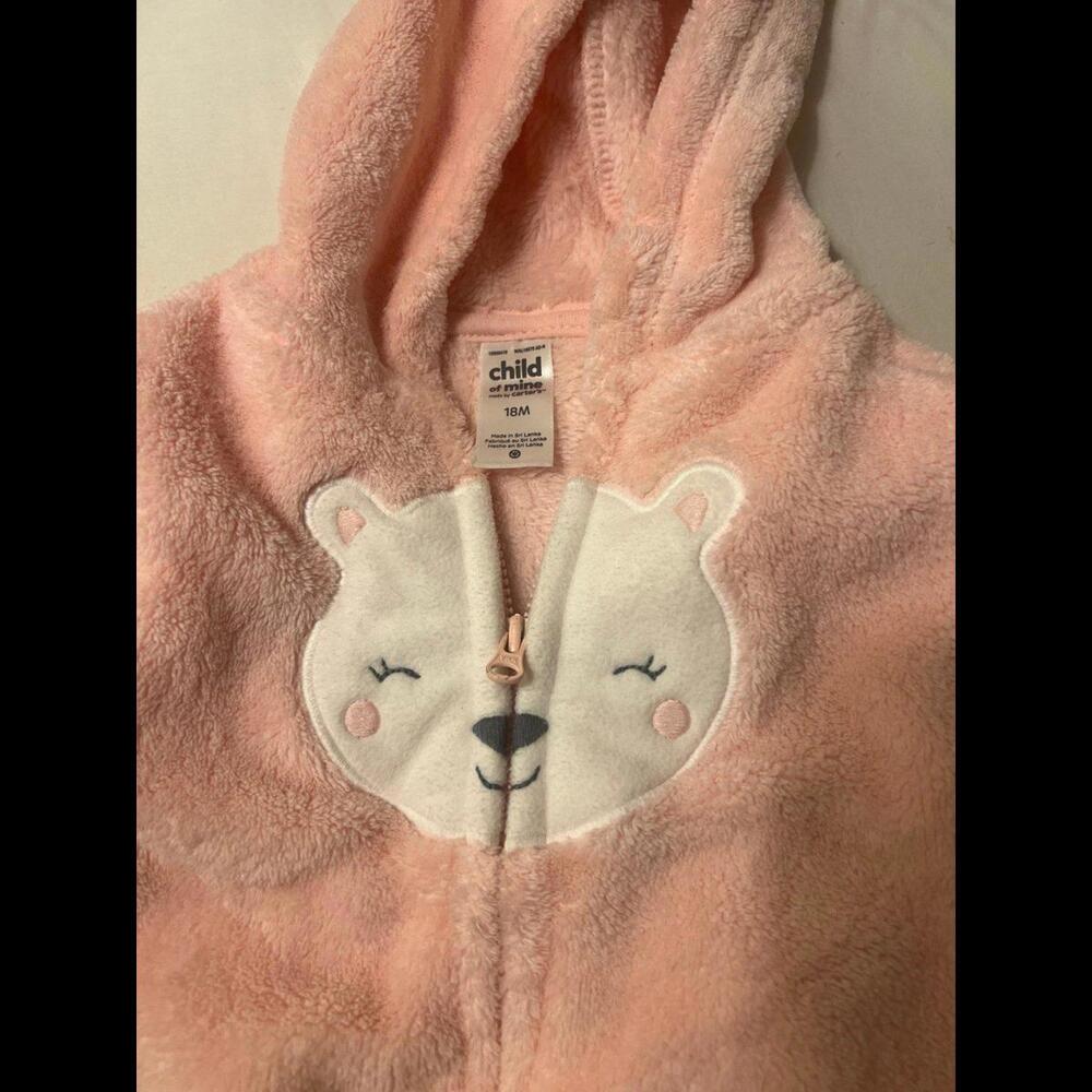 Child of Mine Carters soft plush pink hooded sweatshirt 18 mo